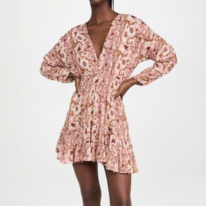 MISA Chiara San Lorenzo Floral Print 3/4 Sleeve V-Neck Mini Dress Size XS NWT